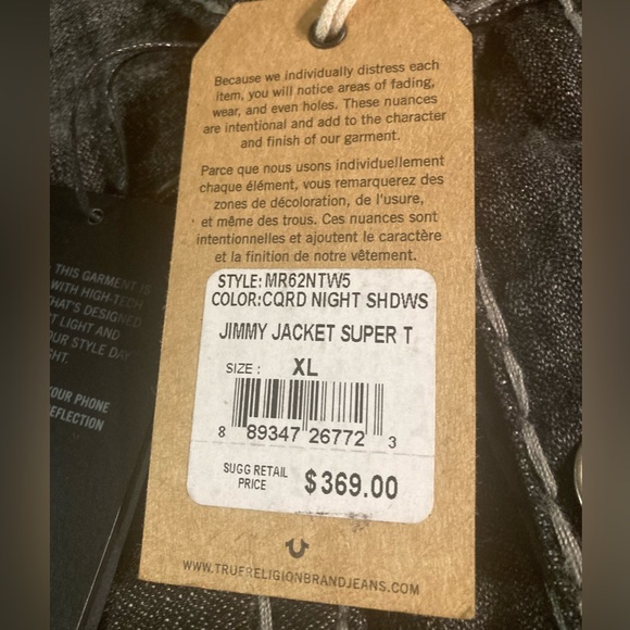 NWT Rare True Religion Ricky and Jimmy Super T RFLKT Complete Denim set - Picture 5 of 10